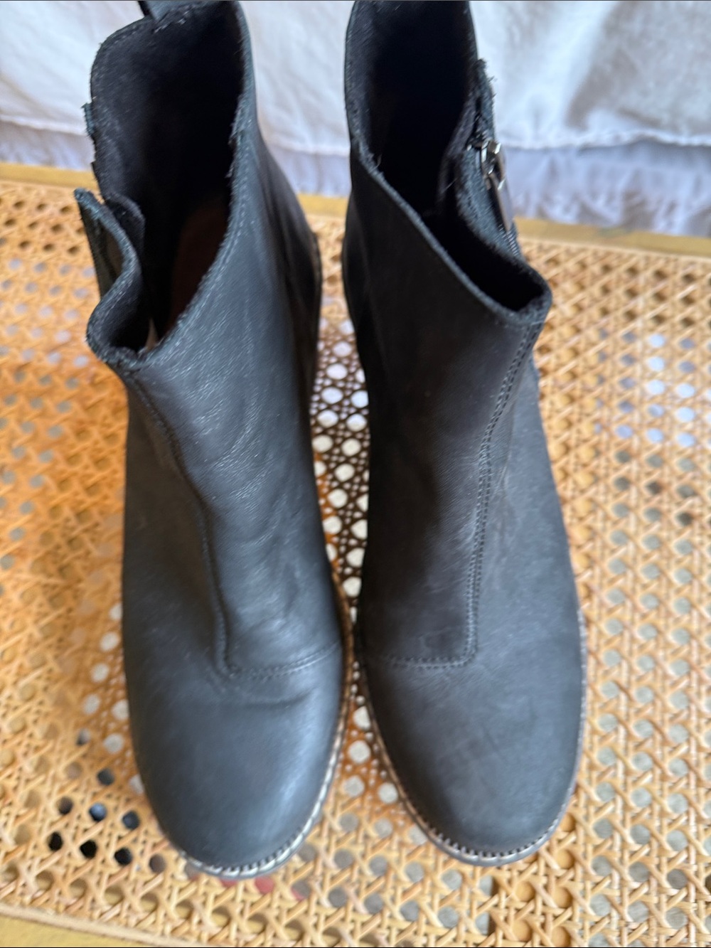 Toms Black Wedge Ankle Booties with Side Zip - Picture 5 of 6